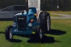 32 – Acrylic painting by J Bowers of an old blue tractor.