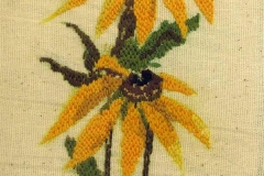 Two stitched golden black eyed Susan flowers