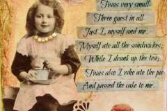 43 - collage of a victorian girl drinking tea near a birthdate cake