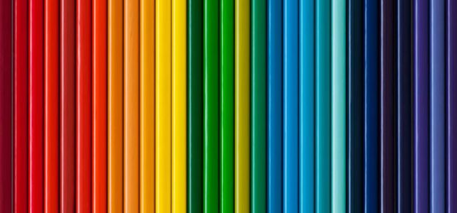row of colored pencils lined up like a rainbow