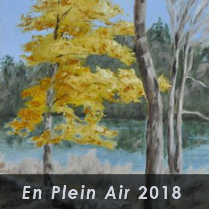 En plain air 2018 with background of trees around lake