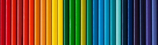 row of colored pencils like a rainbow