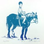 Horse and rider image on May page of 2020 hand-printed Southern Arts Society working animals themed 2020 calendar