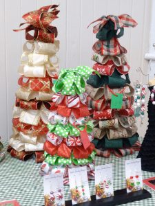 jewelry and ribbon christmas trees by artist Lydia Sargent