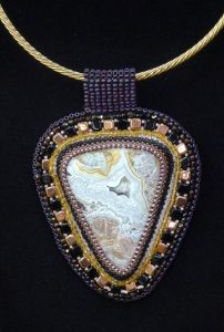 triangular beaded necklace by artist Yvonne Howland