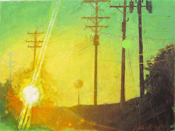  Oil painting of sunrise "Colliding Powers" by Anne 