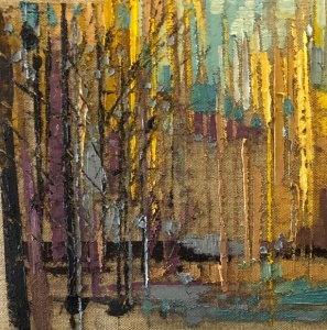 Painting of yellow trees by Anne Harkness.