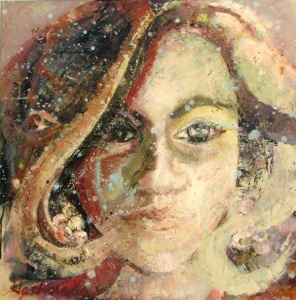 Abstract close up of woman's face by Anne Harkness.