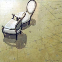 Painted arial view of 2 chairs by Anne Harkness.