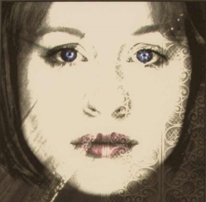 Photograph of woman's face and lace by Lynne Parker.
