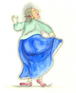 Color pencil drawing of woman dancing by Terry Ratchford.