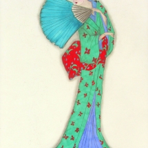 Color pencil drawing of woman in a kimono by Terry Ratchford.