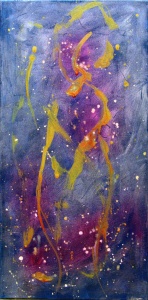 gestural female figure painted on a purple background by artist Chris Tessnear.