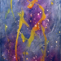 gestural female figure painted on a purple background by artist Chris Tessnear.