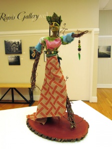 twig and leaf female figure sculpture by artist Crystal Whitesides.