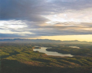 Appalachian sunset over the foothills photographed in color by photographer Robert Webb.