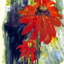 2 Darlene Godfrey, Red Flowers, watercolor