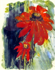 2 Darlene Godfrey, Red Flowers, watercolor