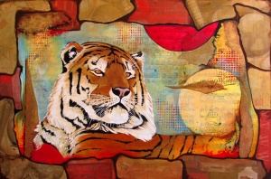 32 Annie Sylling, Majestic Tiger, mixed-media