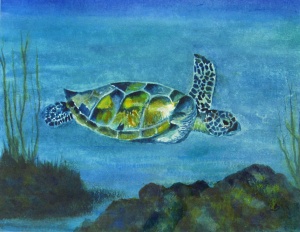 41 Ron Shepard, Swimming Free, watercolor