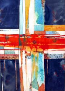 55 Dianne Garner, Composition in Blue and Orange, mixed media