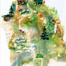 56 Dianne Garner, Tranquil Mountain, watercolor on Yupo