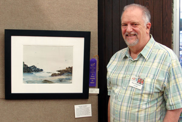 Artist Ron Shepard wins a merit award for his watercolor “Misty Bay”.