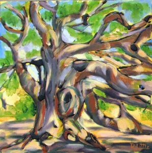 26 oil painting ofancient Angel Oak tree.