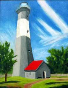 35 oil painting of lighthouse.