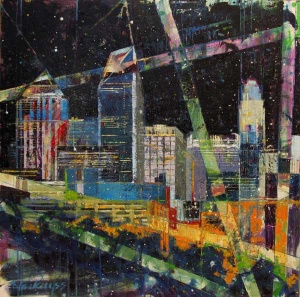 63 collage-esque abstracted nighttime cityscape.