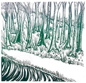 February page of Southern Arts Society 2022 calendar - “Forest of Burzee” by Teri G. Deal.