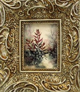 Ornate frame around a whisky Indian paintbrush plant.