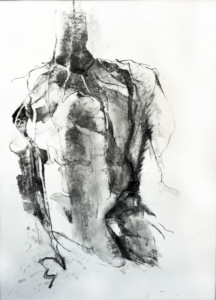 A human torso rendered in gray and black.