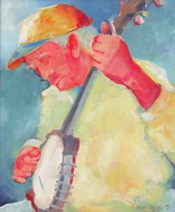 A man playing a banjo.