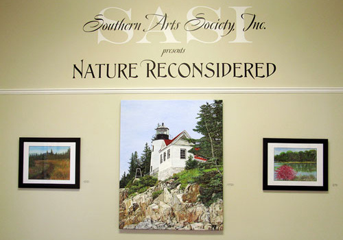 gallery entrance to Nature Reconsidered exhibit at Southern Arts Society.