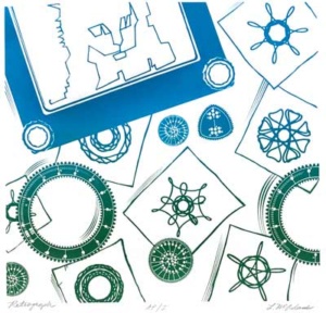 August page of Southern Arts Society 2023 calendar - “Retrograph” by Lori McAdams.