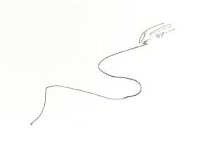 Simple line drawing of a train following an s track.