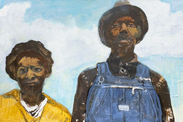 animated rotating images of four artworks by Lucy Warlick.