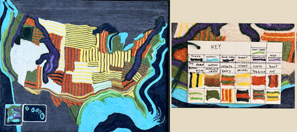 textile art of the United States as represented by production items.