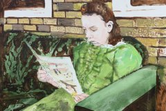 Reading the Funnies, acrylic, by Lucy Warlick