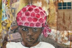 Young Girl in a Head Scarf, mixed media, by Lucy Warlick