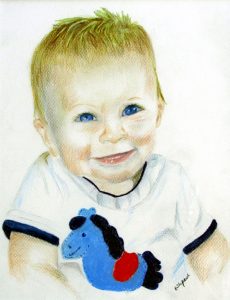 child rendered in colored pencil