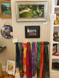 art pottery and knitwear displayed in southern arts society gift shop