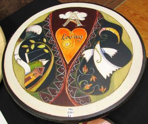 stylized artwork painted lazy susan