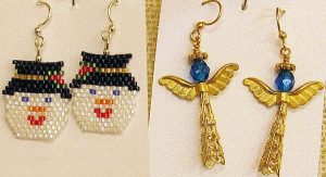 snowman and angel earrings