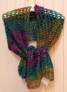 multicolored crocheted shawl