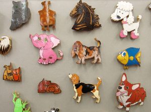 stylized animal image refrigerator magnets carved from gourds