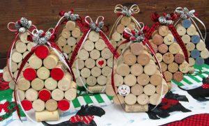 corks made into Christmas decorations