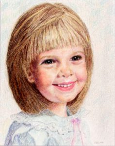 girls portrait rendered in colored pencil