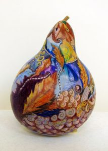 gourd decorated in colored pencil